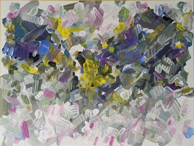 Green and gray robotic acrylic painting